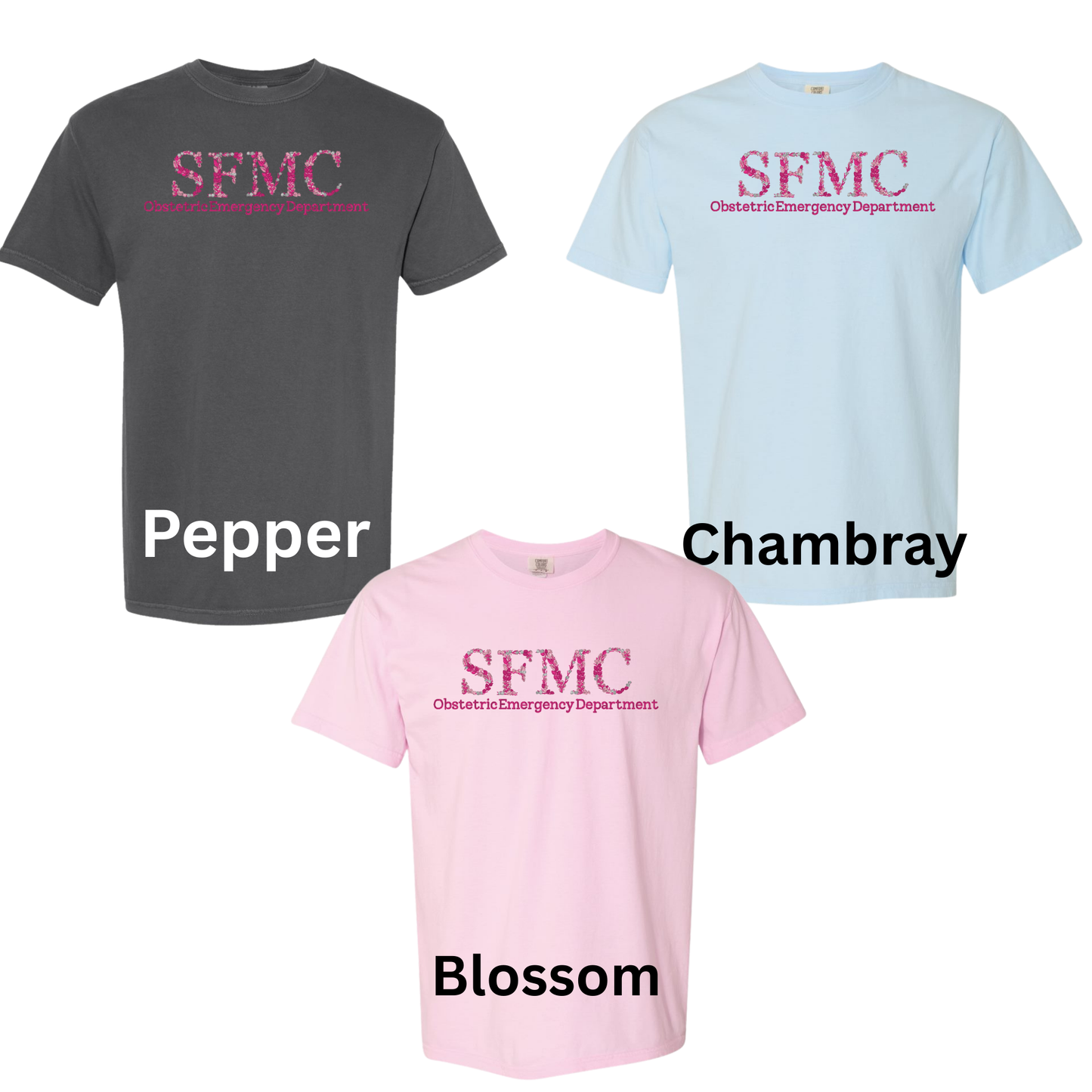 Floral SFMC OB Emergency Department T-shirt